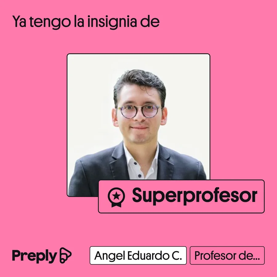 Preply announcement card: Ángel Eduardo C. has earned the Super Tutor (Superprofesor) badge